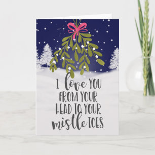 Carte fêtes de noël Je t'aime jeu mistletoe drôle