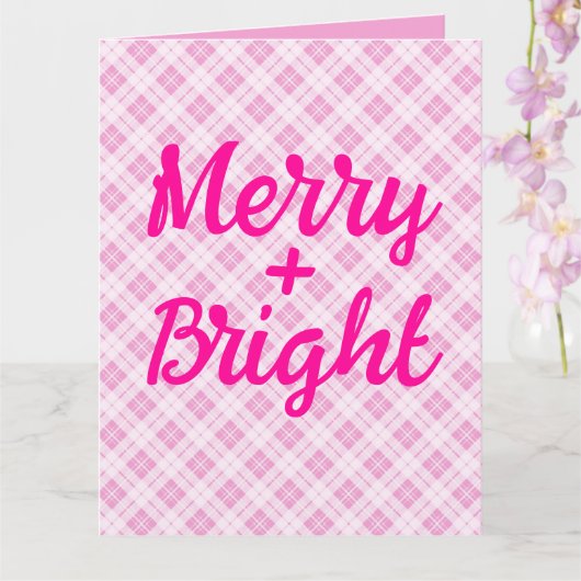 Carte Fêtes de Noël rose pâle Joyeux Bright (Orchidée)