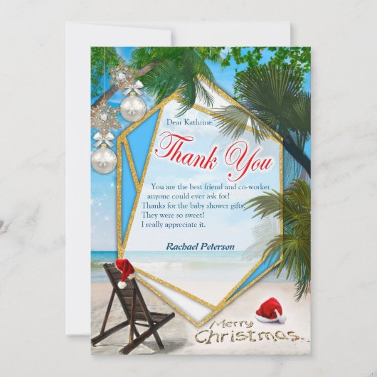 Carte Fêtes d'été Merci de Noël (Devant)