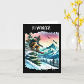 Carte Fêtes d'hiver Snowboard Noël Noël Snowboa (Fleur jaune)