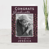 Carte Fêtes Diplômée Fleur Motif Photo Graduate (Devant)