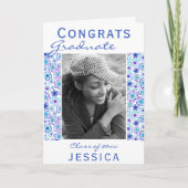 Carte Fêtes Diplômée Fleur Motif Photo Graduate (Devant)