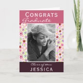 Carte Fêtes Diplômée Fleur Motif Photo Graduate (Devant)