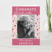Carte Fêtes Diplômée Fleur Motif Photo Graduate (Devant)
