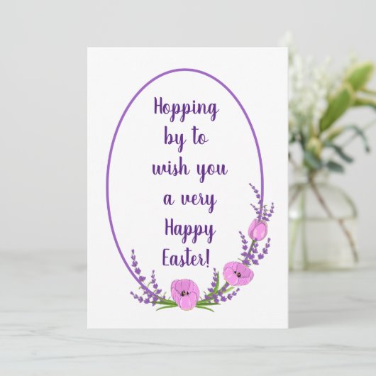 Carte Fêtes romantiques couronnes Tulip fleurs Pâques (Debout devant)