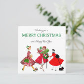 Carte Fêtes Vintages de Noël 1950 (Debout devant)