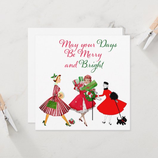 Carte Fêtes Vintages de Noël 1950 (Devant/Arrière en situation)