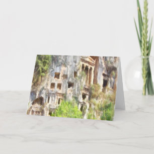 Carte Fethiye Tombes Lycian Anciennes Aquarelle