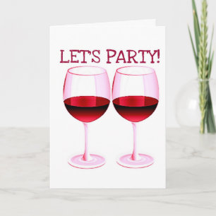 CARTE FÊTONS ! IMPRIMER VIN ROUGE FUN PARTI