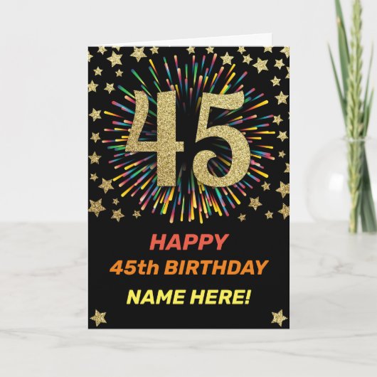 Carte Feu d'anniversaire 45e Rainbow Gold Fun (Devant)