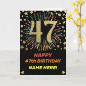 Carte Feu d'anniversaire 47th Rainbow Gold Fun (Fleur jaune)