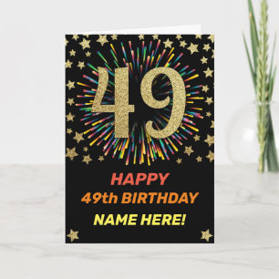 Carte Feu d'anniversaire 49e Rainbow Gold Fun