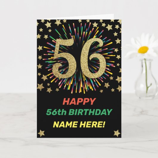 Carte Feu d'anniversaire 56e anniversaire Rainbow Gold J (Petite plante)