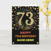 Carte Feu d'artifice 73e anniversaire Arc-en-ciel coloré (Fleur jaune)