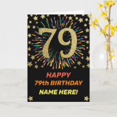 Carte Feu d'artifice 79e anniversaire coloré Rainbow Gol (Fleur jaune)