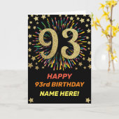 Carte Feu d'artifice 93e anniversaire Arc-en-ciel coloré (Fleur jaune)