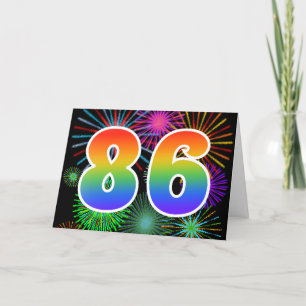 Carte Feu d'artifice coloré + Motif arc-en-ciel "86" N° 