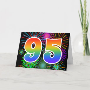 Carte Feu d'artifice coloré + Motif arc-en-ciel "95" N° 