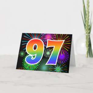 Carte Feu d'artifice coloré + Motif arc-en-ciel "97" N°