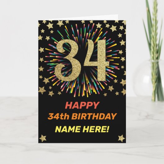 Carte Feu d'artifice du 34e anniversaire Rainbow Gold Fu (Devant)