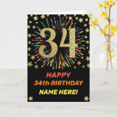 Carte Feu d'artifice du 34e anniversaire Rainbow Gold Fu (Fleur jaune)