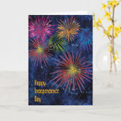 Carte Feu d'artifice du Jour de l'Indépendance sur le ci (Fleur jaune)