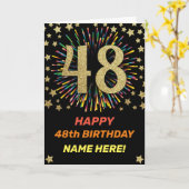 Carte Feu d'artifice pour 48e anniversaire Arc-en-ciel O (Fleur jaune)