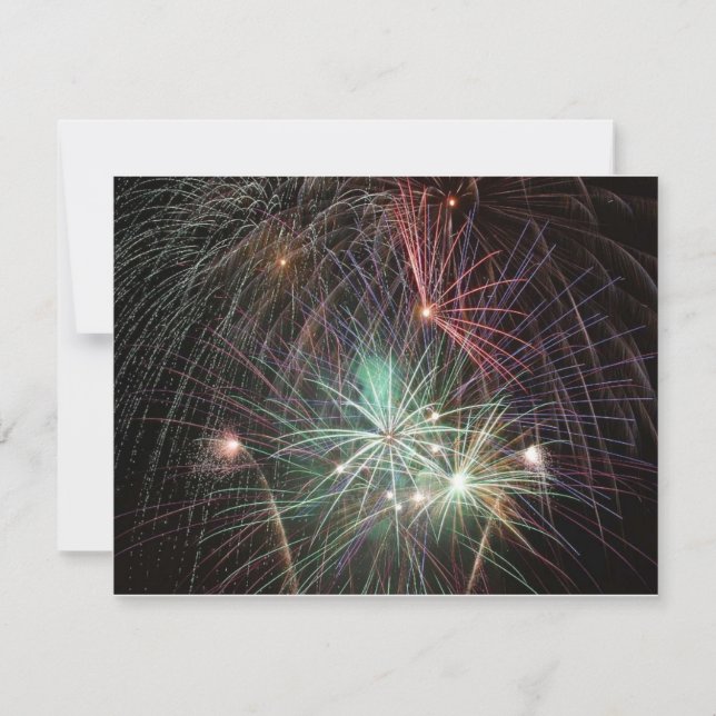 Carte feu d'artifice vert de nuit (Devant)