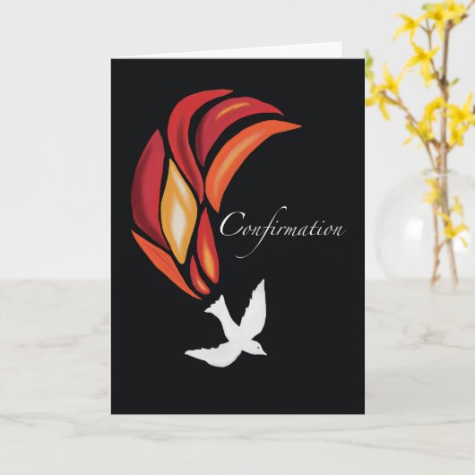 Carte Feu de confirmation de la colombe du Saint-Esprit  (Fleur jaune)