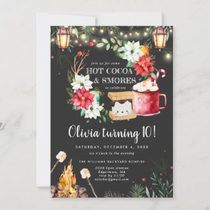 Carte Feu de joie d'hiver d'anniversaire Chocolat chau