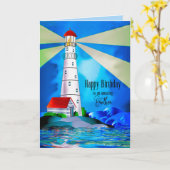 Carte Feu de phare Brother Birthday pour la mer (Fleur jaune)