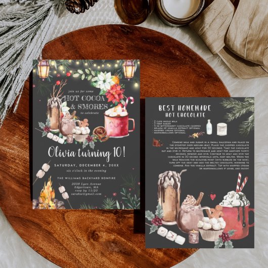 Carte Feu d'hiver Anniversaire | Chocolat chaud & S'more