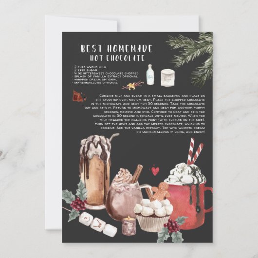 Carte Feu d'hiver Anniversaire | Chocolat chaud & S'more (Dos)