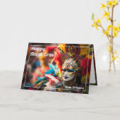 Carte 💚💜💛Feu & Or: Spectacle de Mardi Gras (Fleur jaune)