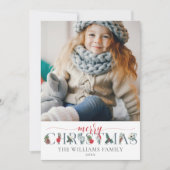 Carte Feuillage de fête Joyeux Noël Salutations florales (Devant)