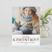 Carte Feuillage de fête Joyeux Noël Salutations florales (Debout devant)