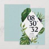 Carte Feuillage de jungle tropicale bleu moderne enregis (Devant / Derrière)