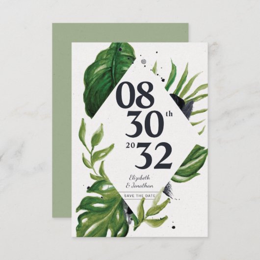 Carte Feuillage de jungle tropicale moderne enregistrer  (Devant / Derrière)