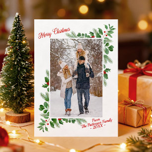 Carte Feuillage d'hiver moderne Joyeux Noël Photo