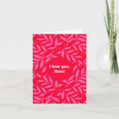 Carte Feuillage rose et rouge Je t'aime maman (Devant)