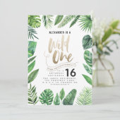 Carte Feuillage tropical + écriture or sauvage un annive (Debout devant)