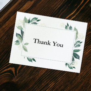 Carte Feuillage vert et floral blanc Élégant Merci