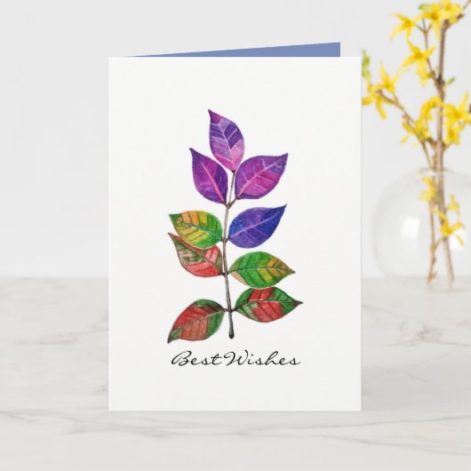 Carte Feuille d'arc-en-ciel d'aquarelle (Fleur jaune)