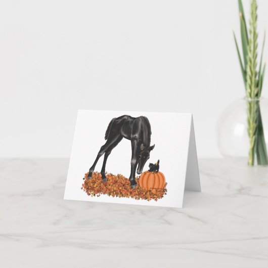 Carte Feuille d'automne de citrouille de chaton de colt (Devant)