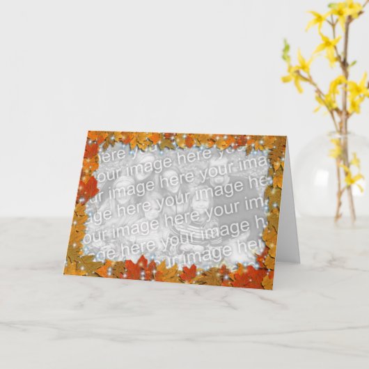 Carte Feuille d'automne scintillant (Fleur jaune)