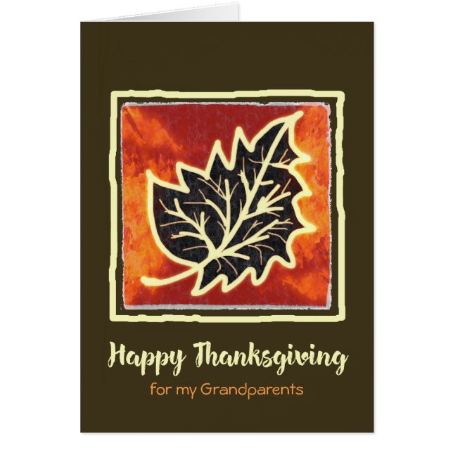 Carte feuille d'automne Thanksgiving pour grands-p (Devant)