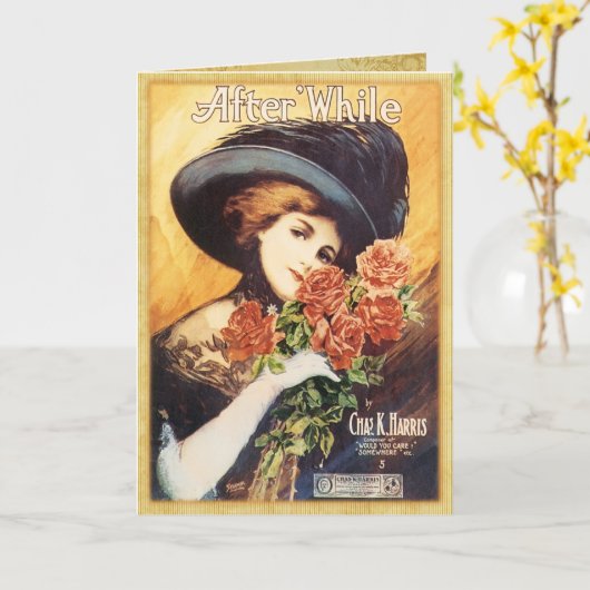 Carte Feuille de chanson vintage après (Fleur jaune)