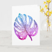 Carte Feuille de Monstera en violets (Fleur jaune)