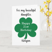 Carte Feuille de trèfle verte St. Patrick's Day 21e anni (Fleur jaune)