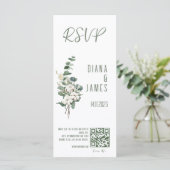 Carte Feuille de verdure élégant Mariage RSVP QR code (Debout devant)